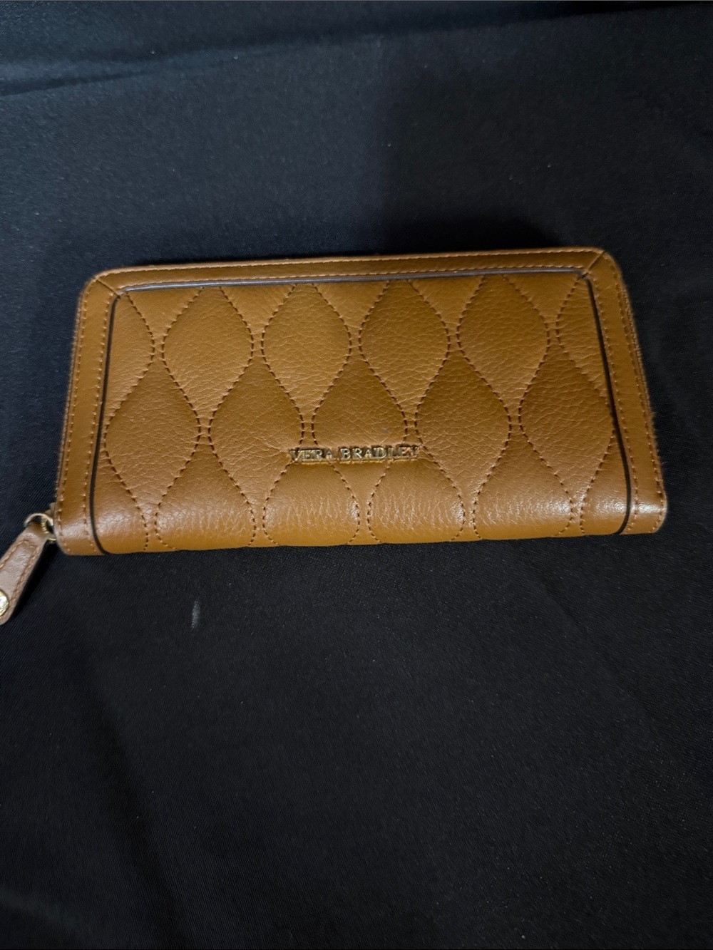 Vera Bradley Quilted Zip Wallet in Cognac Brown